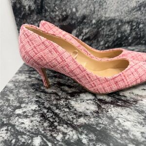 Elegant Pink Tweed Women's Heels